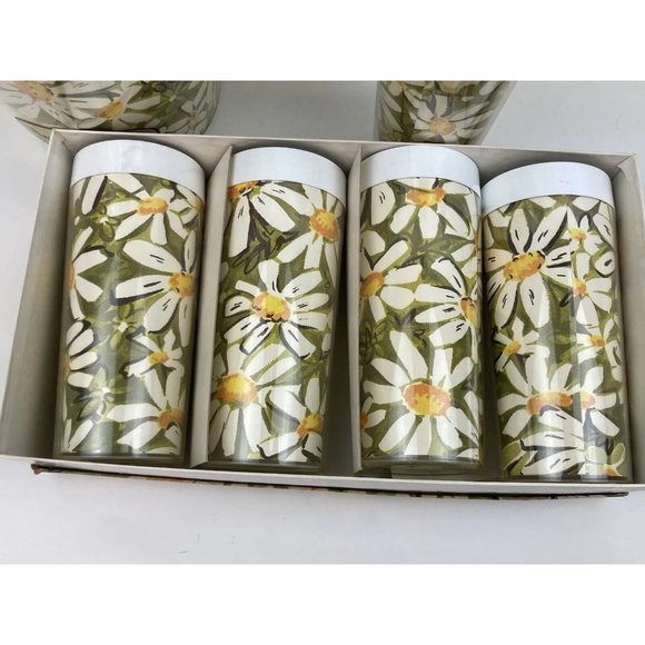 *5 Vintage West Bend Thermo-Serv Daisy Plastic tumblers 70s Pitcher RETRO Green - Picture 4 of 8